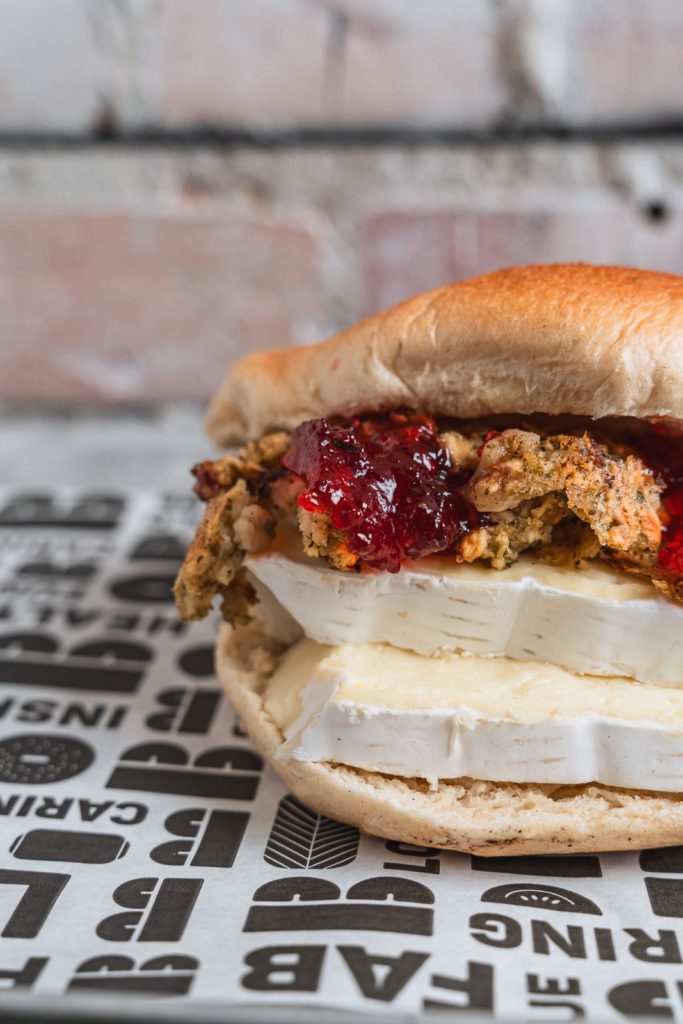 Vegetarian Christmas Menu at B Bagel: Brie and Cranberry Bagel