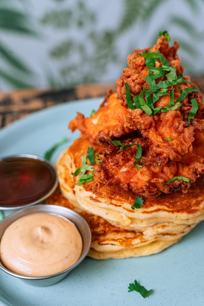 Fried Chicken Pancakes for Pancake Day