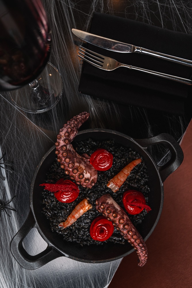 Halloween-themed food photography at JOIA Battersea