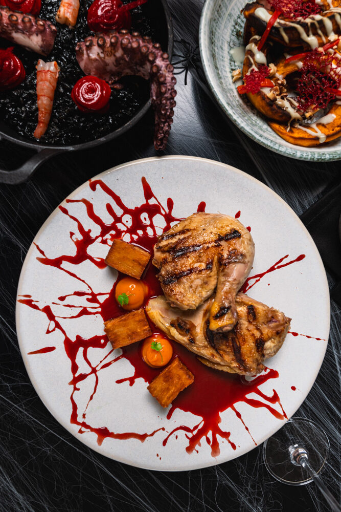 Halloween-themed food photography at JOIA Battersea