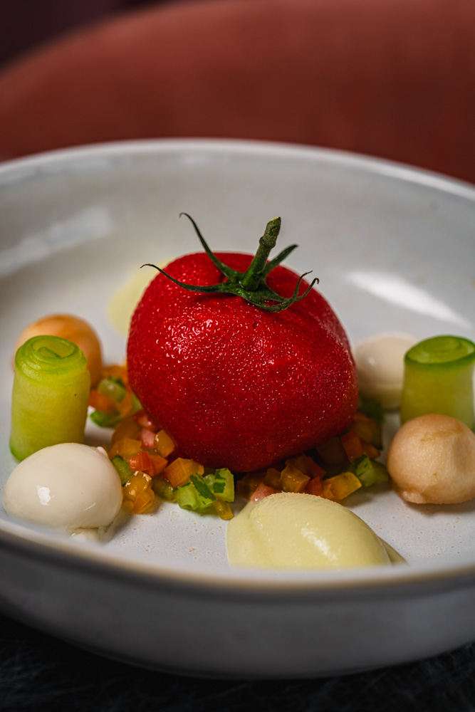 JOIA Battersea Halloween menu photography highlighting tomato mousse