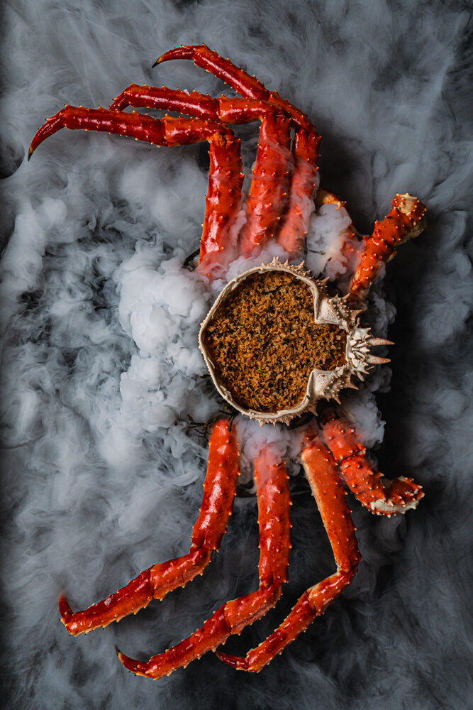 Dry ice smoke spider crab at JOIA Battersea Halloween shoot