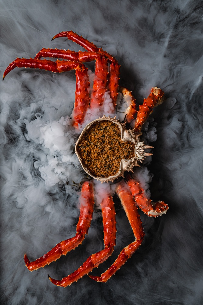 Dry ice smoke spider crab at JOIA Battersea Halloween shoot