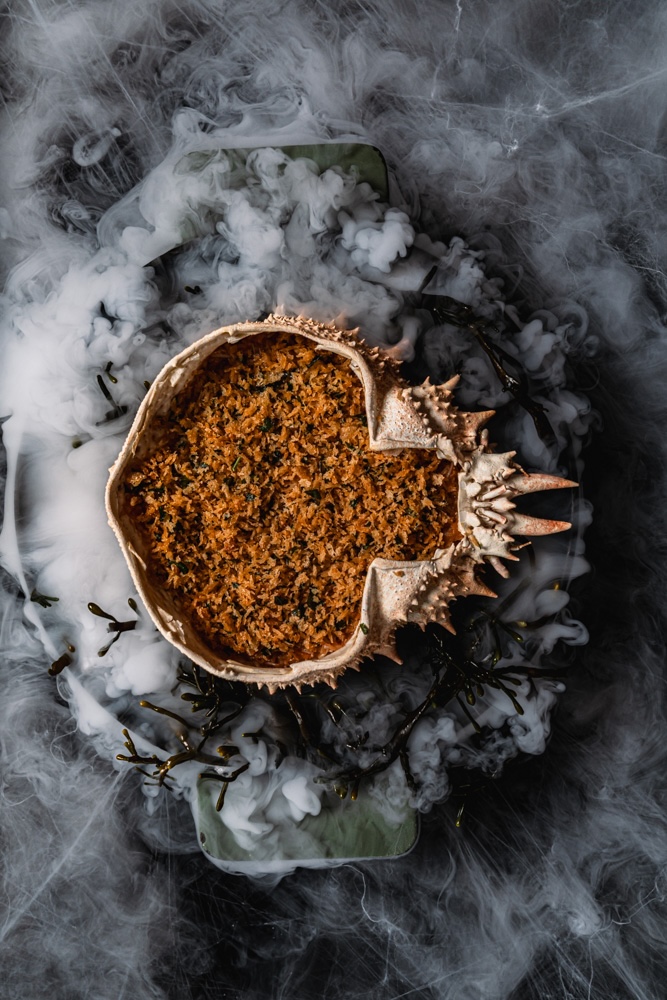 Dry ice smoke spider crab at JOIA Battersea Halloween shoot